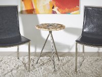 Agate Stone Round Top Accent Table with Chrome Metal Legs-2