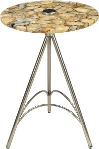 Agate Stone Round Top Accent Table with Chrome Metal Legs-3