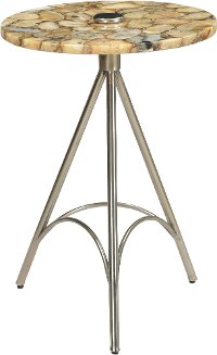Agate Stone Round Top Accent Table with Chrome Metal Legs-5