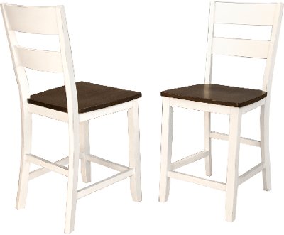 MRP-CO-3-55-K White and Brown Ladder Back Counter Height Stool - Mariposa