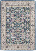 8 x 10 Large Beige, Pink, and Navy Blue Rug - Ankara Global
