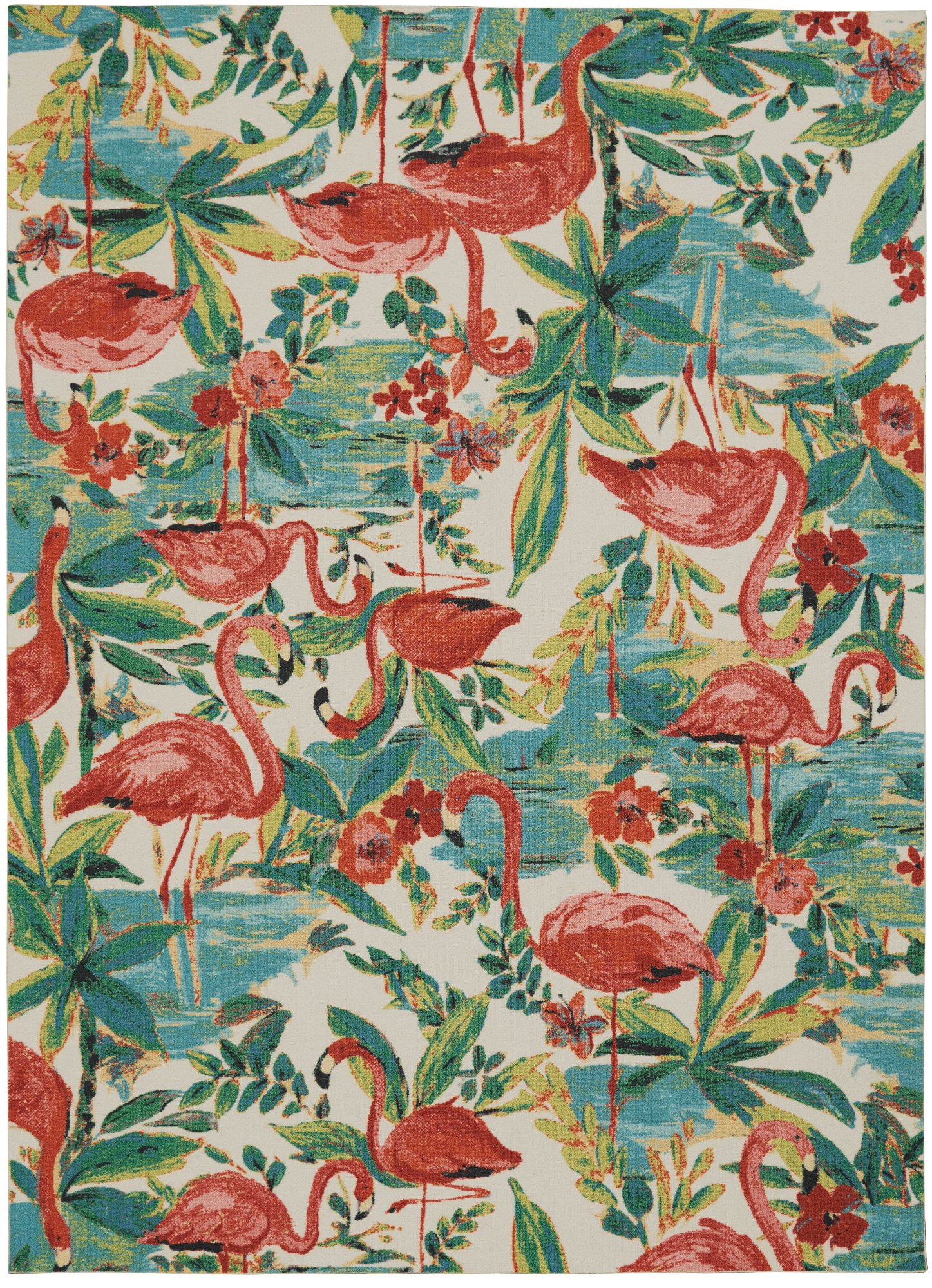 SND75/5.3X7.5 5 x 7 Medium Flamingo Ivory Indoor-Outdoor Rug - Sun N Shade-1