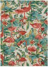 5 x 7 Medium Flamingo Ivory and Green Area Rug - Sun N Shade