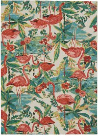 8 x 11 Large Flamingo Ivory Indoor-Outdoor Rug - Sun N Shade