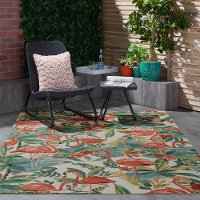 8 x 11 Large Flamingo Ivory Indoor-Outdoor Rug - Sun N Shade-2
