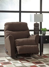 Contemporary Walnut Brown Rocker Recliner - Maier