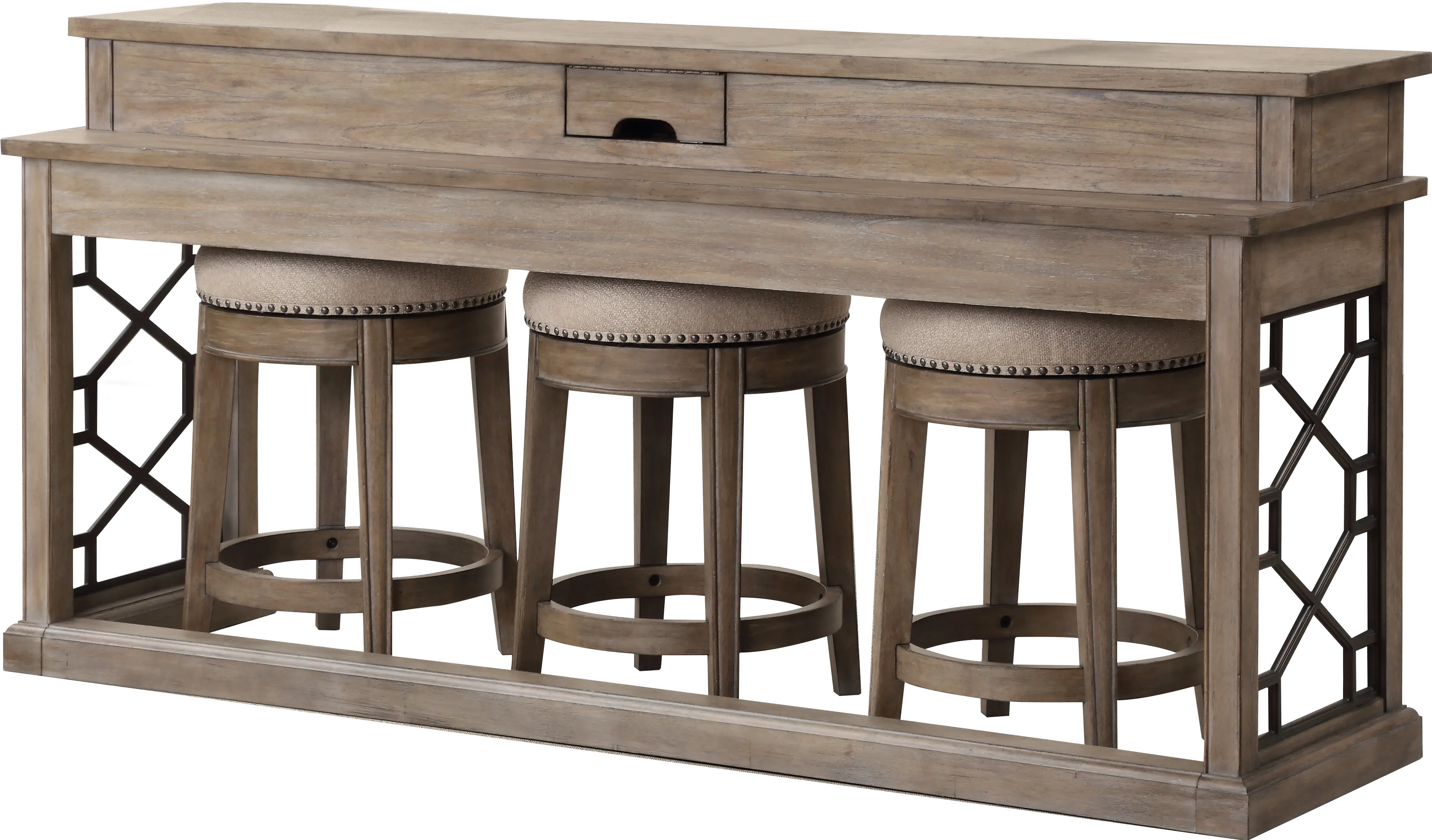 Sun Sandstone Console Table with 3 Barstools-1