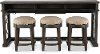 Smokey Gray Sofa Table with 3 Barstools