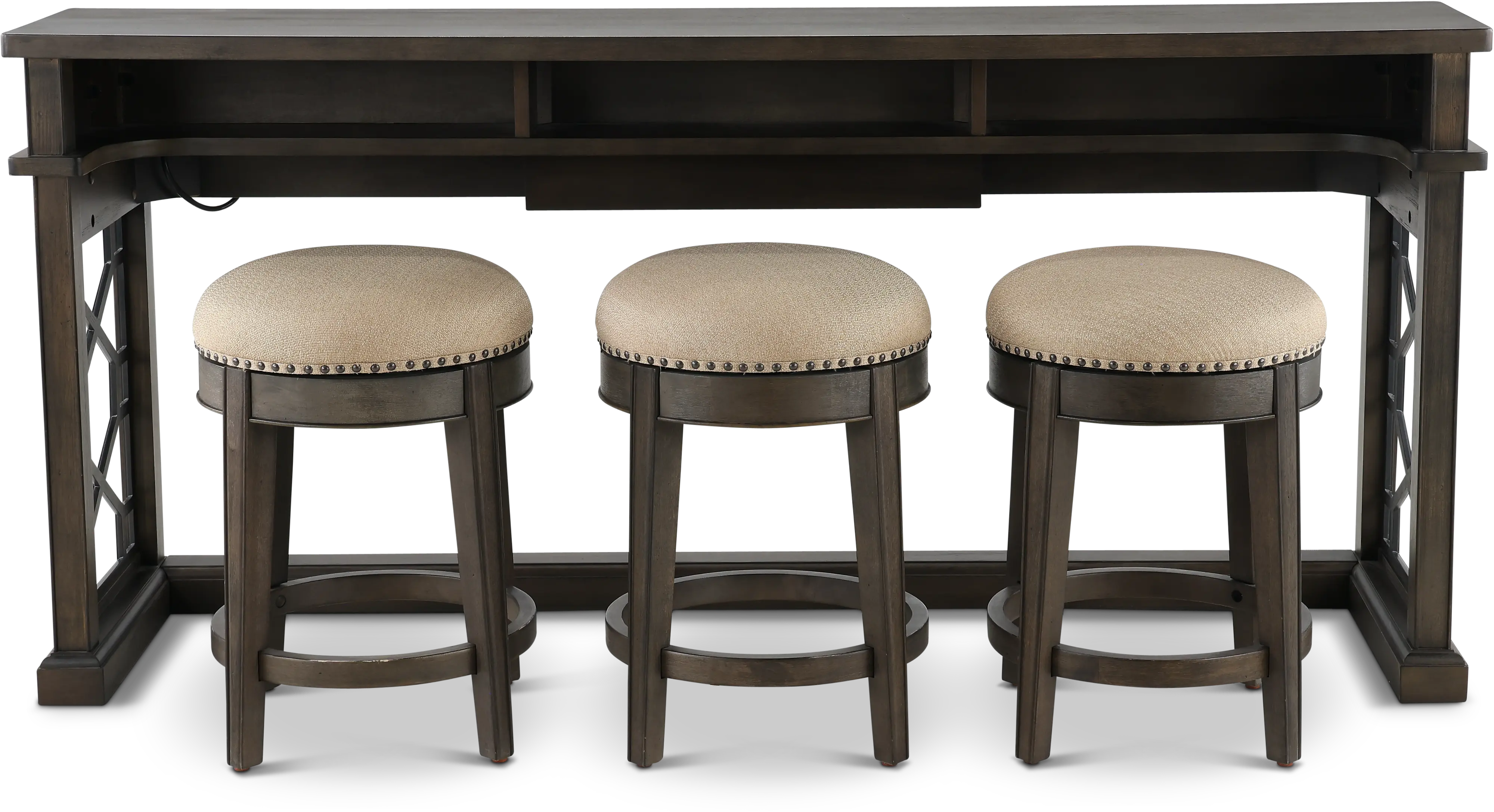 Sun Smokey Gray Console Table with 3 Barstools-1