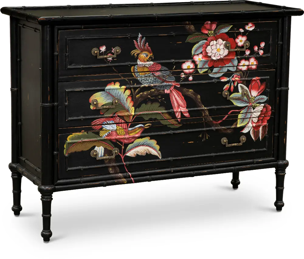 Black and Multi Color Artwork 3 Drawer Accent Cabinet-1