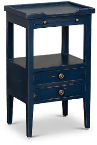 Navy Blue 2 Drawer Side Table with Pull Out Shelf - Eton