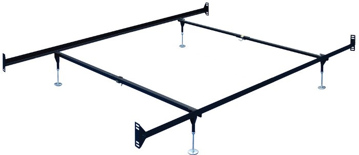 Brown Steel Twin-Full Size Bed Frame - Double-End