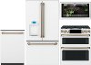 KIT Cafe 4 Piece Gas Kitchen Appliance Package with 22.2 cu. ft. French Door Refrigerator - White