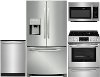 KIT Frigidaire 4 Piece Electric Kitchen Appliance Package with 26.8 cu. ft. French Door Refrigerator - Stainless Steel