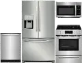 .FRG-S/S-4PC-BTM-ELE Frigidaire 4 Piece Electric Kitchen Appliance Package with 26.8 cu. ft. French Door Refrigerator - Stainless Steel