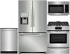 KIT Frigidaire 4 Piece Gas Kitchen Appliance Package with 26.8 cu. ft. French Door Refrigerator - Stainless Steel