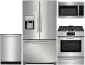 .FRG-S/S-4PC-BTM-GAS Frigidaire 4 Piece Gas Kitchen Appliance Package with 26.8 cu. ft. French Door Refrigerator - Stainless Steel
