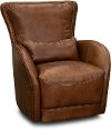 Chestnut Brown Leather Self Centering Swivel Chair - St James