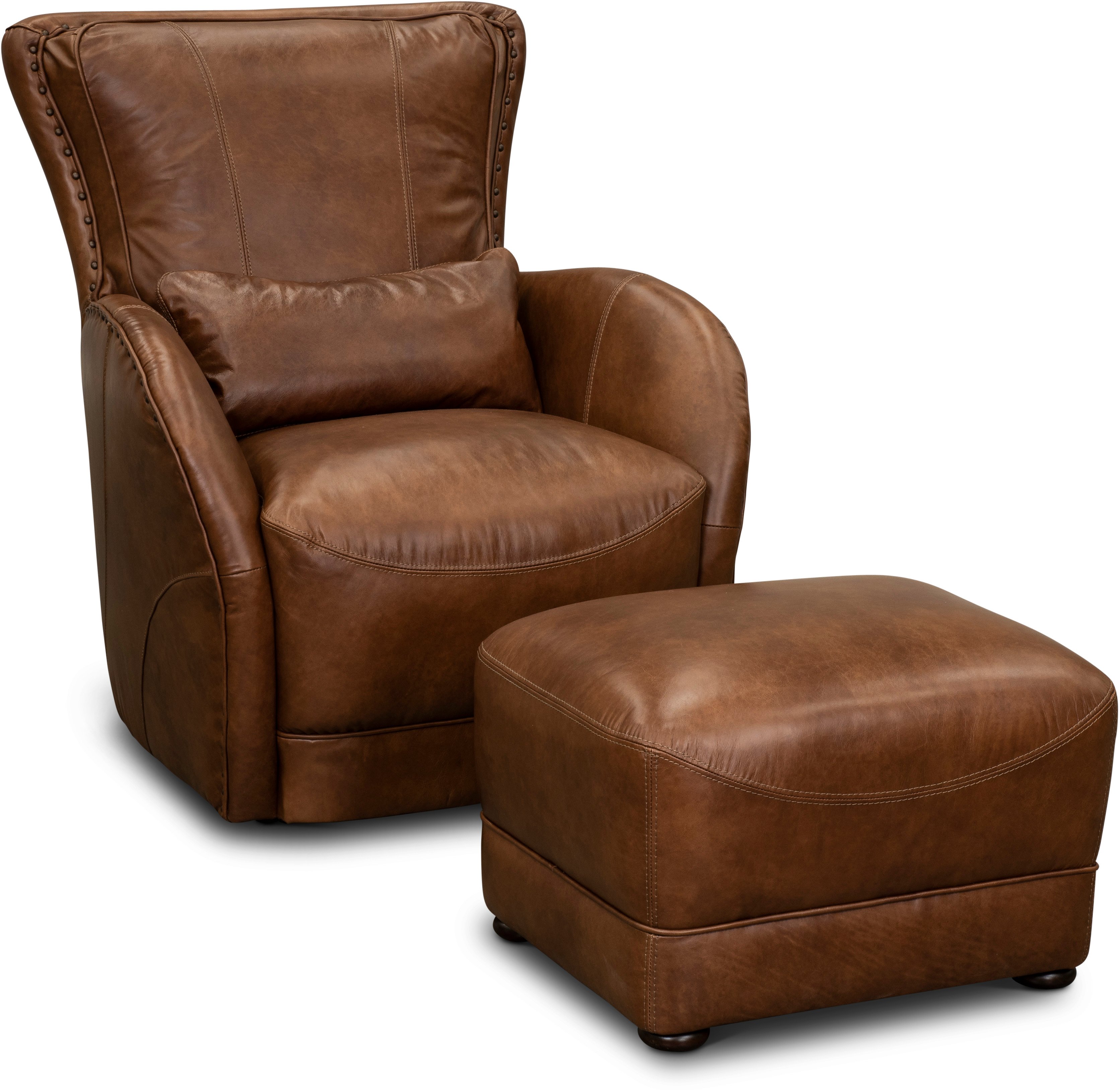 St. James Chestnut Brown Leather Ottoman-3