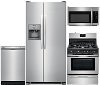 KIT Frigidaire Gas Kitchen Appliance Package with 22.1 cu. ft. Side by Side Refrigerator - Stainless Steel