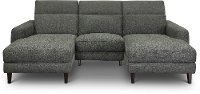 Charcoal Gray Transitional Power Sofa with Left and Right Chaise - Royals