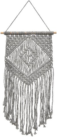 24 Inch Gray Macrame Wall Hanging Decor