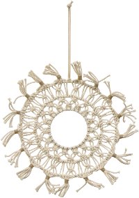 15 Inch Round Cream Macrame Wall Hanging Decor