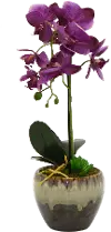 Purple Faux Orchid Arrangement in Flower Pot