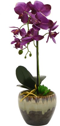 Purple Faux Orchid Arrangement in Flower Pot