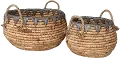 10 Inch Brown Water Hyacinth Basket with Handles