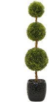 31 Inch Triple Ball Topiary Arrangement in Black Pot
