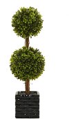 20 Inch Faux Green Double Ball Topiary in Black Pot