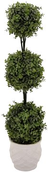 Clearance 31 Inch Green Faux Triple Ball Topiary Arrangement