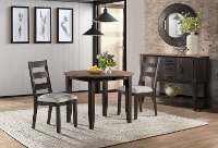 Traditional Black and Brown Round 3 Piece Dining Set - Beacon