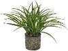 Faux Green Grass Arrangement In Black Textured Pot