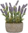12 Inch Faux Lavender Arrangement in Cement Oval Pot