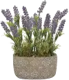 12 Inch Faux Lavender Arrangement in Cement Oval Pot