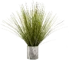 27 Inch Faux Grass Arrangement in Round Marble Pot