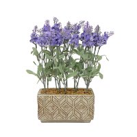 Faux Lavender Arrangement in Rectangular Planter
