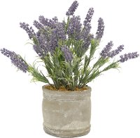 16 Inch Faux Lavender Arrangement in Round Cement Pot