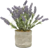 16 Inch Faux Lavender Arrangement in Round Cement Pot