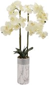 33 Inch Faux White Orchid Arrangement in Marble Pot