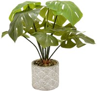 18 Inch Faux Greenery in Round Cement Pot