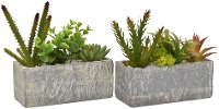 Assorted Faux Succulent Arrangement in a Cement Pot