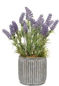 14 Inch Faux Lavender Arrangement in Ridged Pot