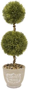 20 Inch Double Ball Topiary in Cement Pot