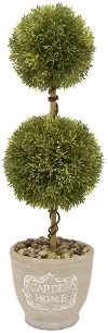 Clearance 20 Inch Double Ball Topiary in Cement Pot