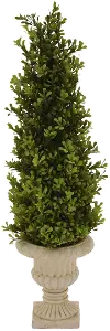 Clearance 25 Inch Faux Topiary Arrangement in Cement Footed Pot