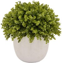 Faux Green Topiary Arrangement in a White Round Pot