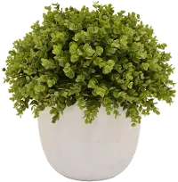 Faux Green Topiary Arrangement in a White Round Pot